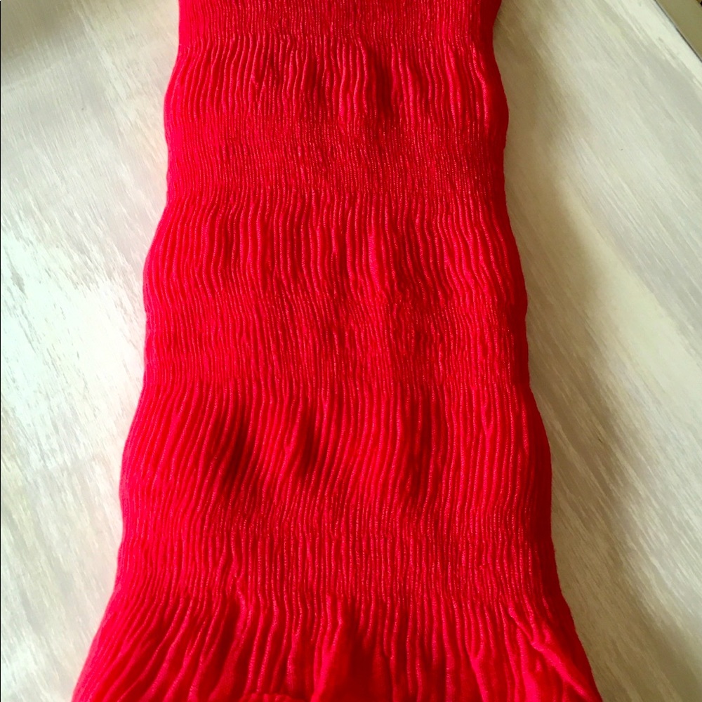 Charlotte Daniel Ruched Wide Infinity Red Scarf